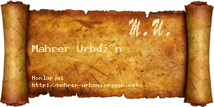 Mahrer Urbán névjegykártya